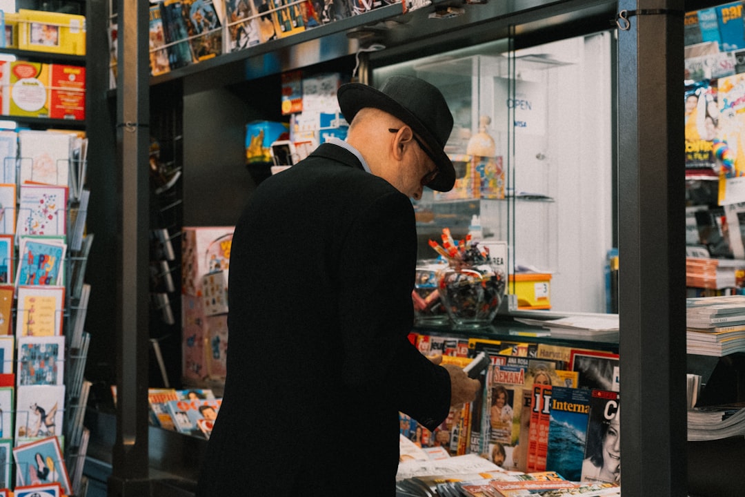 a man in a black hat